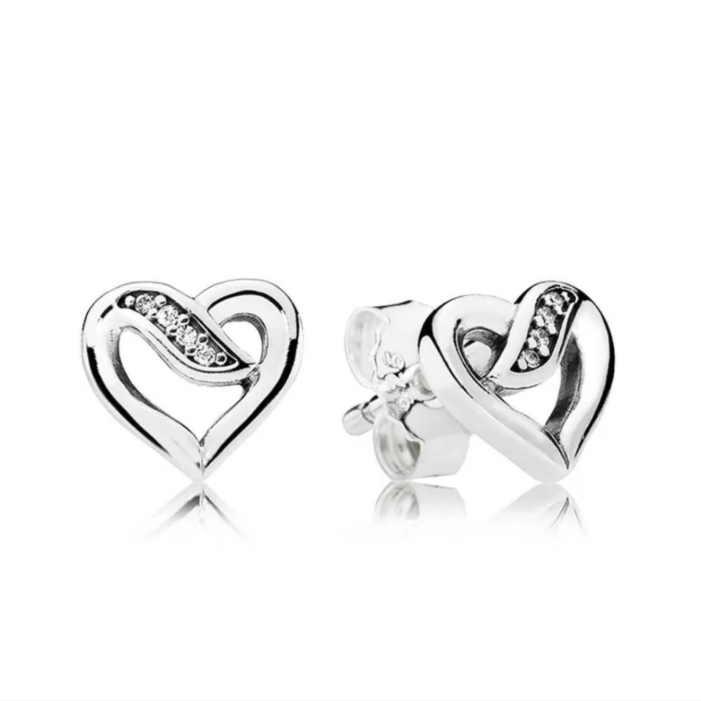 Pandora sterling silver heart shape earrings